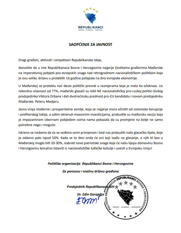 Saopćenje za javnost